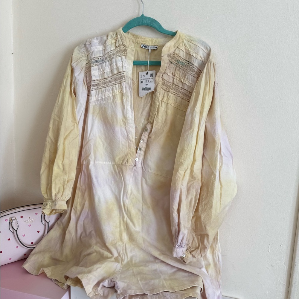 Zara Cream and Yellow Lace Blouse